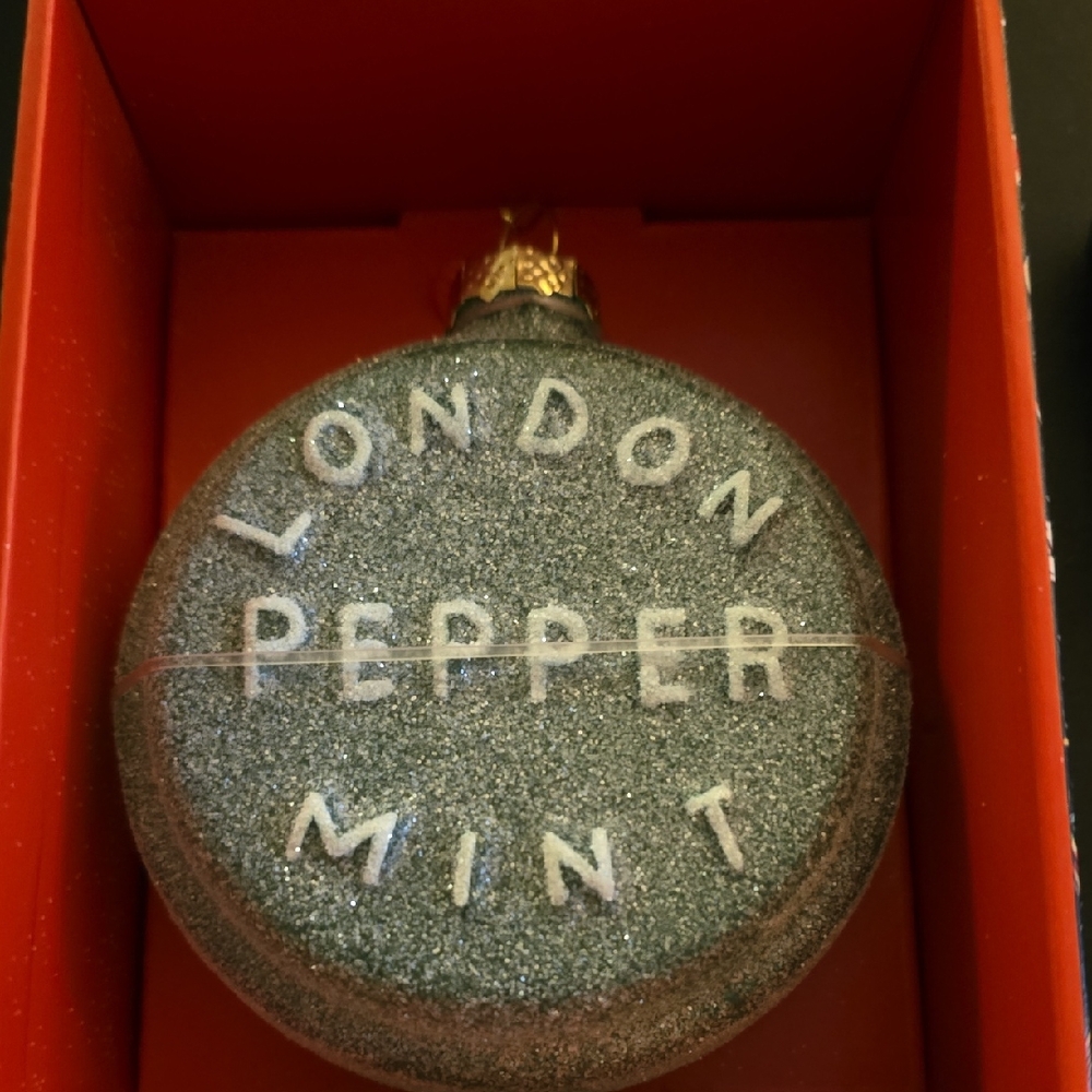 T John Derian Peppermint Candy Glittery Ornament -